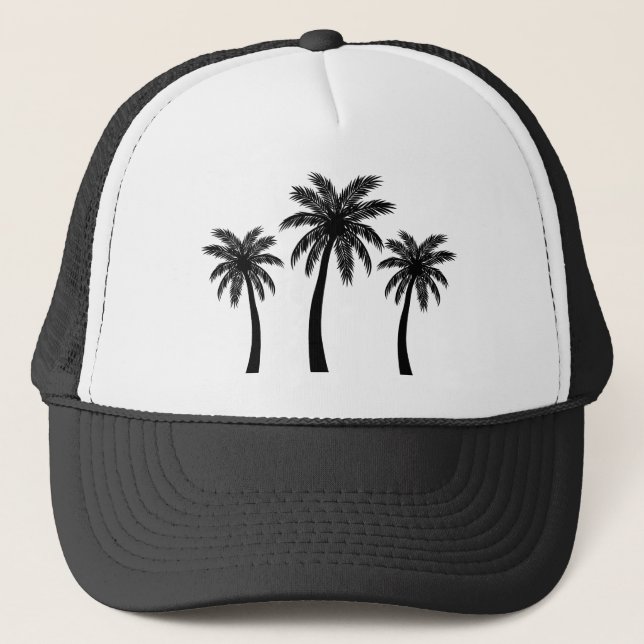 Palm Tree Shirt - Retro Style Tropical Beach Truckerkappe (Vorderseite)