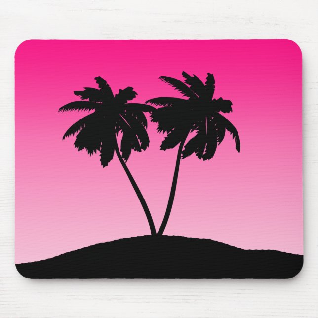 Palm Tree Silhouette auf Morgenrot Mousepad (Vorne)