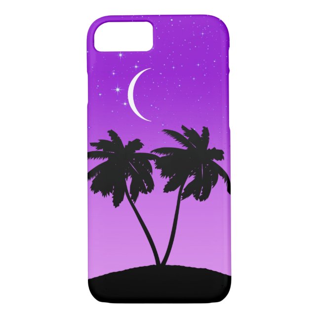 Palm Tree Silhouette auf Twilight Lila Case-Mate iPhone Hülle (Rückseite)