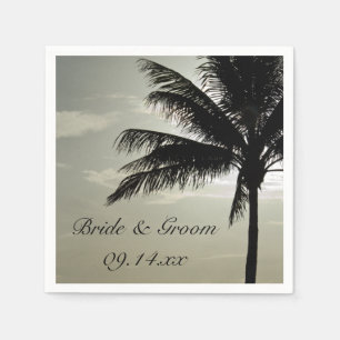 Palm Tree Silhouette Beach Wedding Serviette
