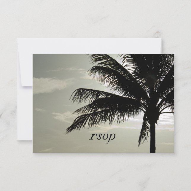 Palm Tree Silhouette Beach Wedding UAWG Response RSVP Karte (Vorderseite)