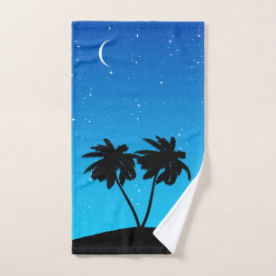 Palm Tree Silhouette gegen Abend Blue Bath Tow Badhandtuch Set