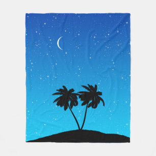 Palm Tree Silhouette gegen Abend Blue Fleecedecke