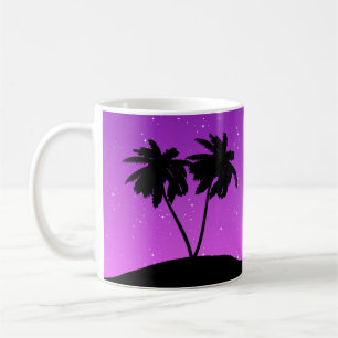 Palm Tree Silhouette gegen Twilight Lila Kaffeetasse
