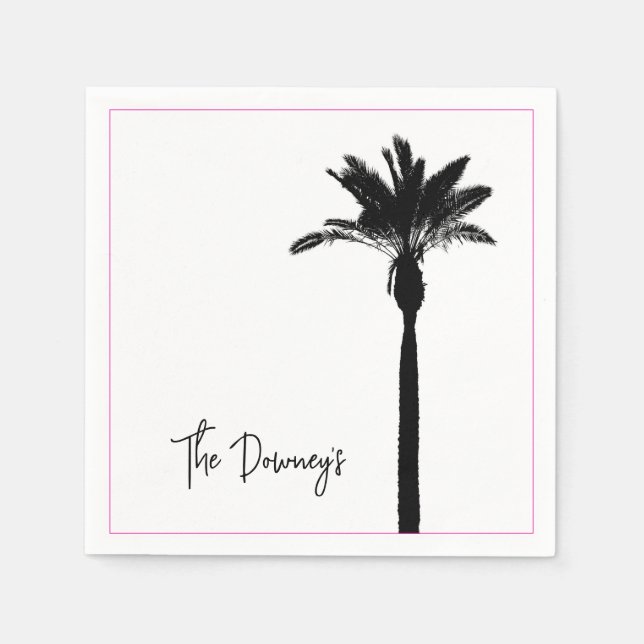 Palm Tree Silhouette Reisen Küstenbezeichnung Chic Serviette (Vorderseite)