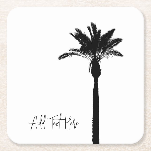 Palm Tree Silhouette Travel Coast Custom Text Rechteckiger Pappuntersetzer (Vorderseite)