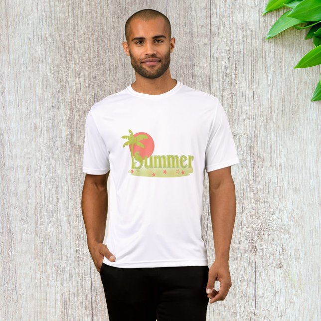 Palm Tree Sommer mit Sonne und Strand T-Shirt (Von Creator hochgeladen)