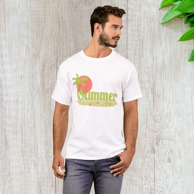 Palm Tree Sommer mit Sonne und Strand T-Shirt (Von Creator hochgeladen)