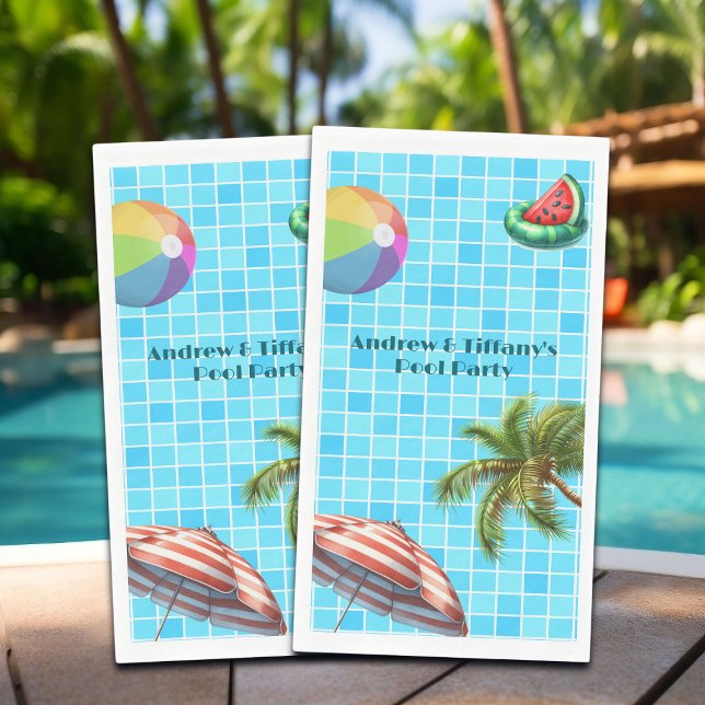 Palm Tree Sun Umbrella Beach Ball Pool Party Serviette (Von Creator hochgeladen)