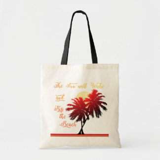 Palm Tree Sun Wecke und küsst den Strand Tragetasche