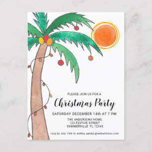 Palm Tree Sun Weihnachts-Party  Einladungspostkarte