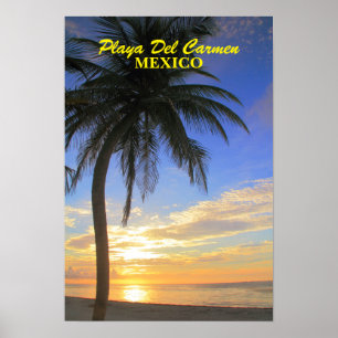 Palm Tree Sunrise Playa Del Carmen Poster du Mexiq