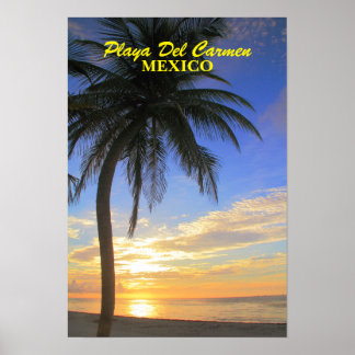 Palm Tree Sunrise Playa Del Carmen Poster du Mexiq
