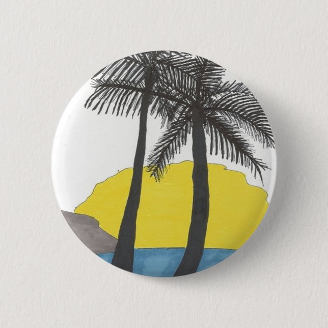 Palm Tree Sunrise Silhouette Button (Vorderseite)