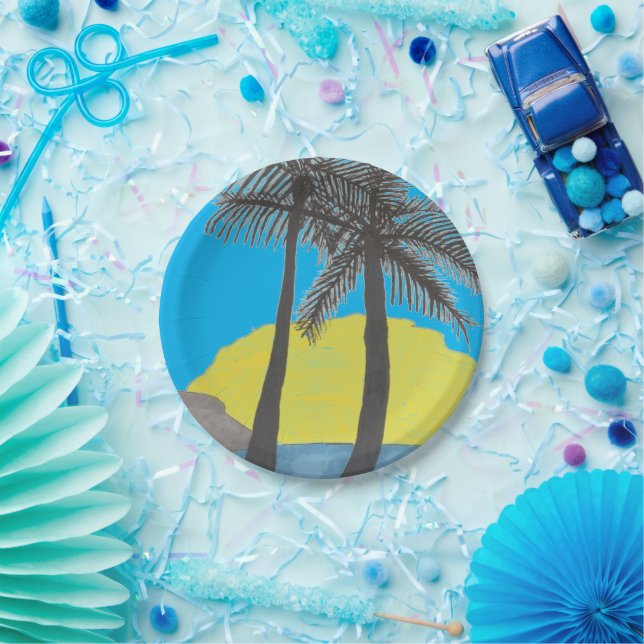 Palm Tree Sunrise Silhouette Pappteller (Party)