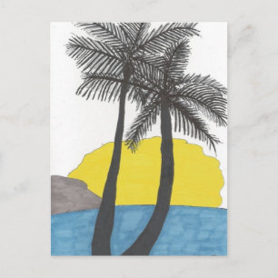 Palm Tree Sunrise Silhouette Postkarte