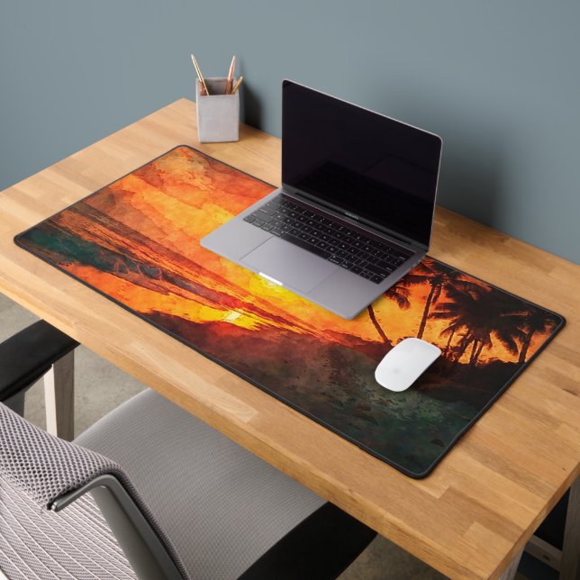 Palm Tree Sunset Beach Desk Mat Schreibtischunterlage (Büro 2)