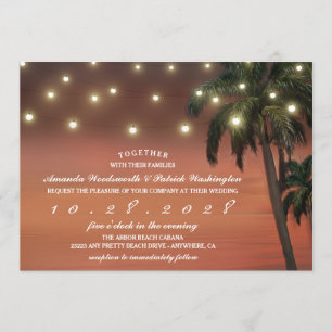 Palm Tree Sunset Beach Hochzeitseinladungen Einladung