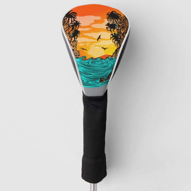 Palm Tree Sunset Golf Headcover (Vorderseite)