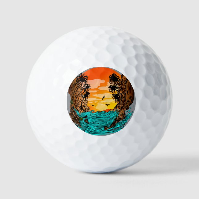 Palm Tree Sunset Golfball (Vorderseite)