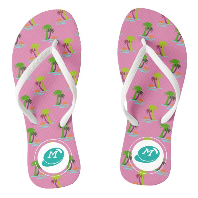 Palm Tree Sunset on Sea Muster individuell einstel Flip Flops (Fußbett)