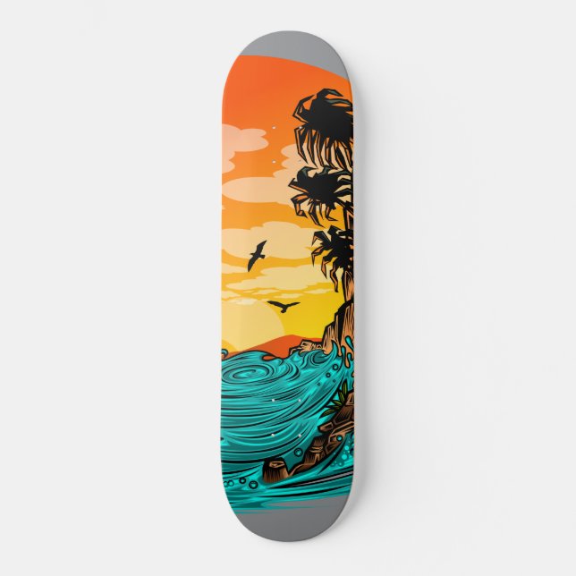 Palm Tree Sunset Skateboard (Vorderseite)