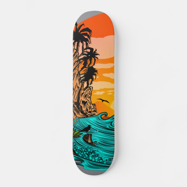 Palm Tree Sunset Skateboard (Vorderseite)