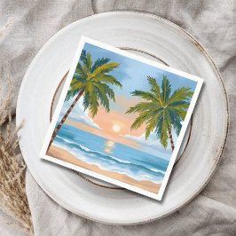 Palm Tree Sunset | Tropical Beach Hochzeit Serviette
