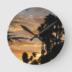 Palm Tree Sunset Wall Clock Runde Wanduhr