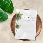 Palm Tree Tropical Beach Hochzeit in Urlaubsort Hinweiskarte<br><div class="desc">Diese eleganten,  Aquarelltafeln würden Ihre Brautparty-Vorräte wunderbar ergänzen! Anpassen Sie den Text einfach,  indem Sie auf die Option "Personalisieren" klicken.</div>
