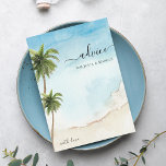 Palm Tree Tropical Beach Hochzeit in Urlaubsort Hinweiskarte<br><div class="desc">Diese eleganten,  Aquarelltafeln würden Ihre Brautparty-Vorräte wunderbar ergänzen! Anpassen Sie den Text einfach,  indem Sie auf die Option "Personalisieren" klicken.</div>