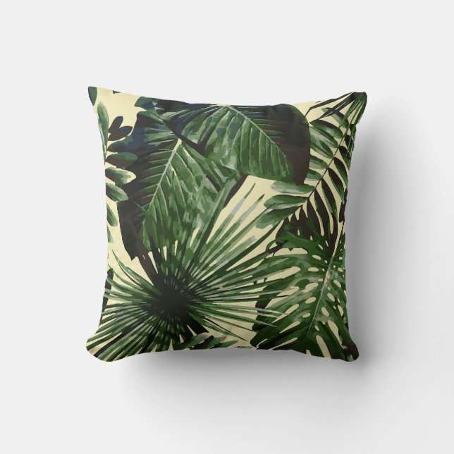 Palm Tree Tropical Coussin jaune Pastel (Recto)