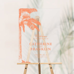 Palm Tree Tropical Elégant Mariage Bienvenue Frost