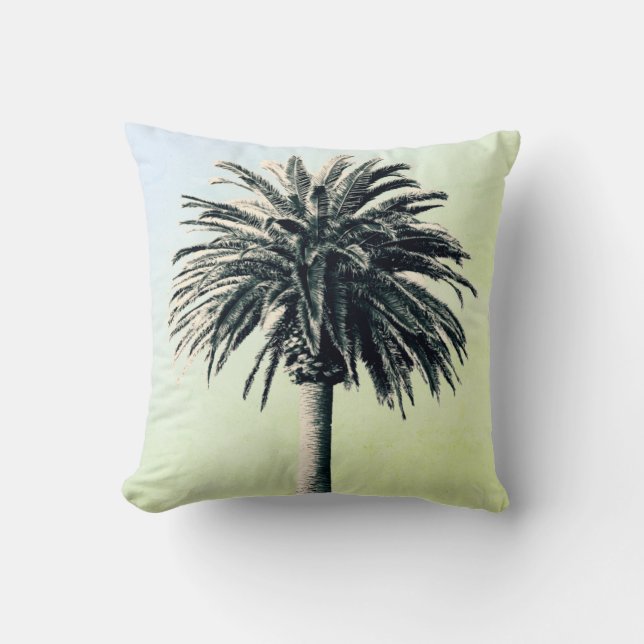 Palm Tree Tropical Elegante Grün Kissen (Vorderseite)