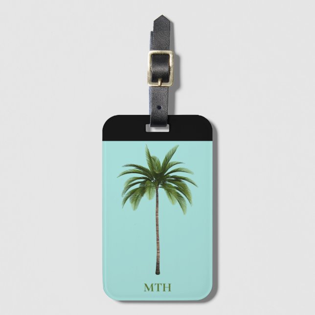 Palm Tree Tropical Island Beach Fakultative Worte  Gepäckanhänger (Vorderseite Vertikal)