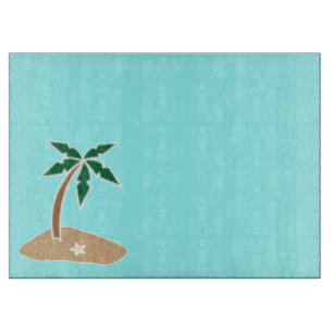 Palm Tree Tropical Island Fun Beach Travel Cartoon Schneidebrett