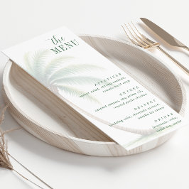Palm Tree Tropical Island Watercolor Green Menu Menükarte