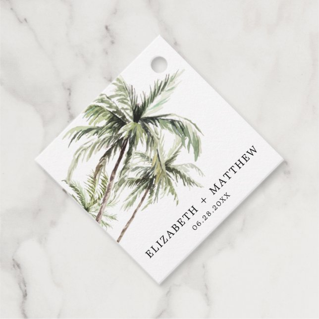 Palm Tree Tropical | Minimale Gastgeschenk Hochzei Geschenkanhänger (Vorderseite)