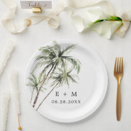 Palm Tree Tropical | Minimale Hochzeit Pappteller
