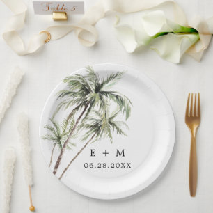 Palm Tree Tropical Minimale Hochzeit Pappteller