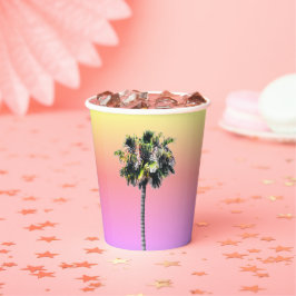 Palm Tree Tropical Pink Yellow Ombre Papiertasse Pappbecher