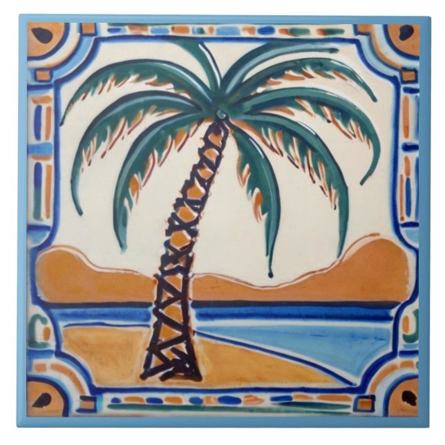 Palm Tree tropische Ferien Strandhaus Dekoration Fliese (Vorderseite)