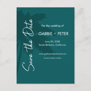 Palm Tree Typografie Moderne, Save the Date Aquama Postkarte