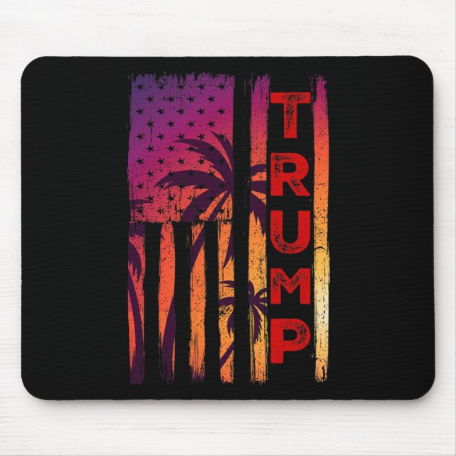 Palm Tree Vintag beängstigende amerikanische Flagg Mousepad (Vorne)