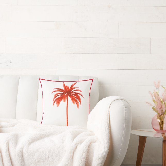 Palm Tree Vintag Red frame Tropical Elegant Kissen (Liege)