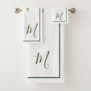 Palm Tree Vintag Tropical Elegant Monogram Badhandtuch Set