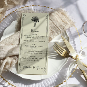 Palm Tree vintage Menu Mariage élégant