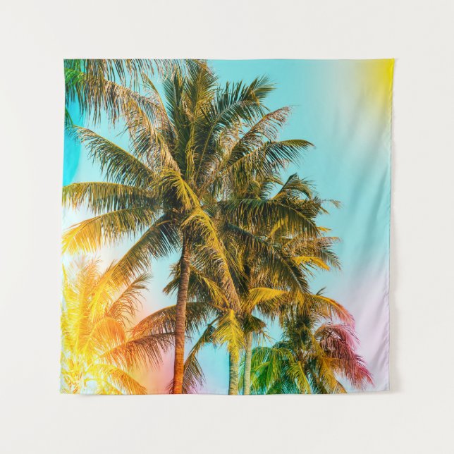 Palm Tree - Vintage Stilbilder und Blitz Wandteppich (Vorderseite)