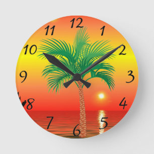 Palm Tree Wall Clock Runde Wanduhr