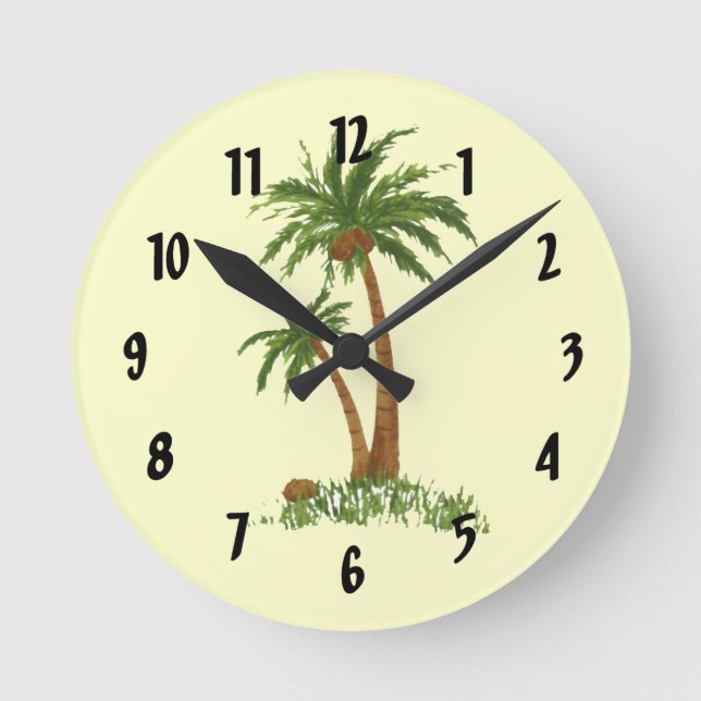 Palm Tree Wall Clock Runde Wanduhr (Vorderseite)